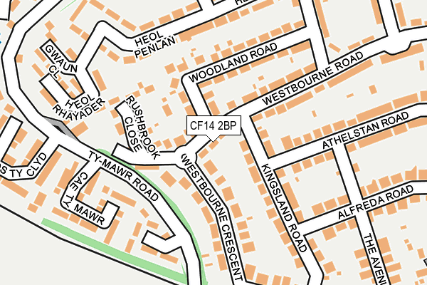 CF14 2BP map - OS OpenMap – Local (Ordnance Survey)