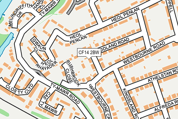 CF14 2BW map - OS OpenMap – Local (Ordnance Survey)