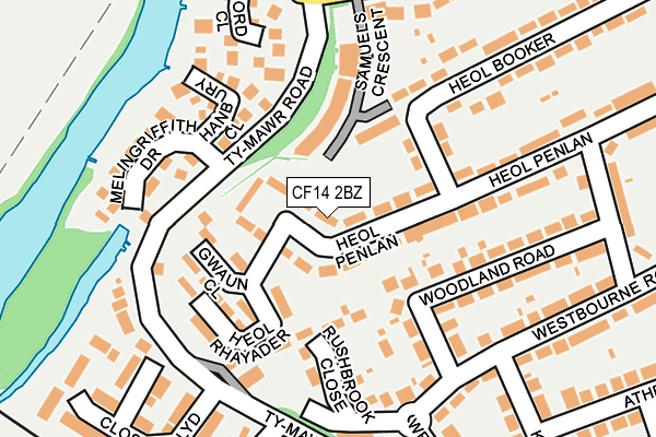 CF14 2BZ map - OS OpenMap – Local (Ordnance Survey)