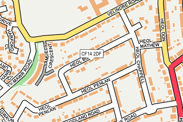 CF14 2DF map - OS OpenMap – Local (Ordnance Survey)