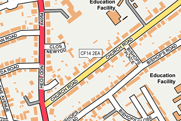 CF14 2EA map - OS OpenMap – Local (Ordnance Survey)