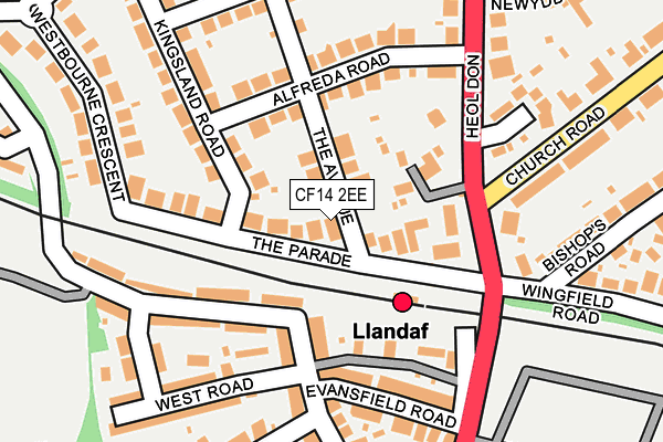 CF14 2EE map - OS OpenMap – Local (Ordnance Survey)