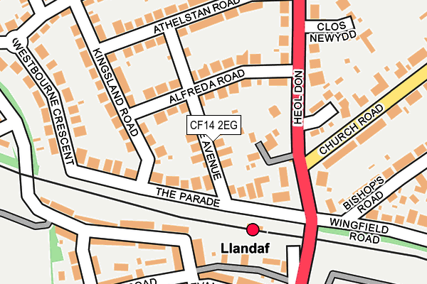 CF14 2EG map - OS OpenMap – Local (Ordnance Survey)