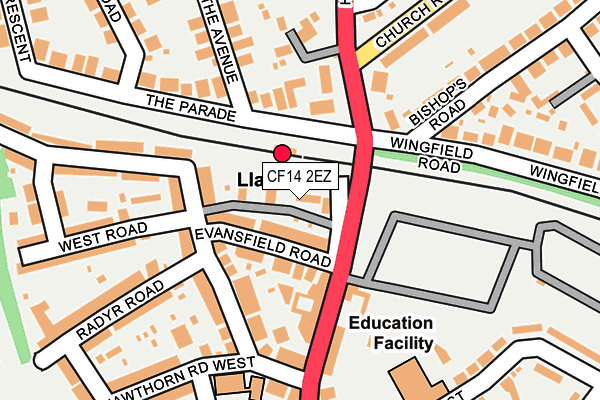 CF14 2EZ map - OS OpenMap – Local (Ordnance Survey)