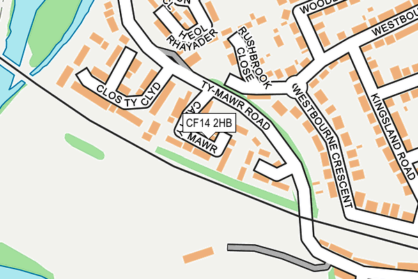 CF14 2HB map - OS OpenMap – Local (Ordnance Survey)