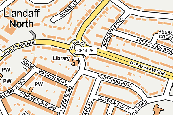 CF14 2HJ map - OS OpenMap – Local (Ordnance Survey)