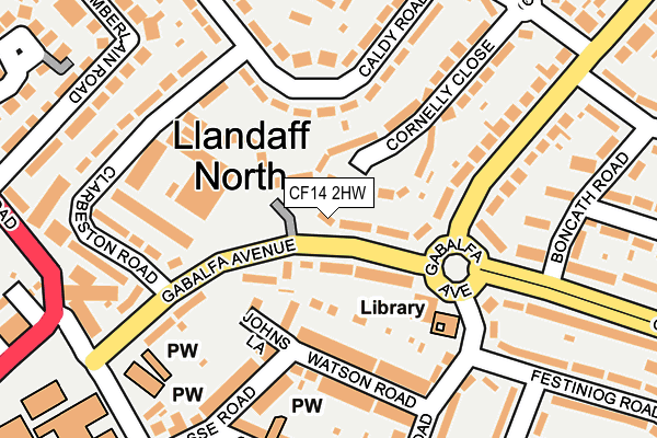 CF14 2HW map - OS OpenMap – Local (Ordnance Survey)