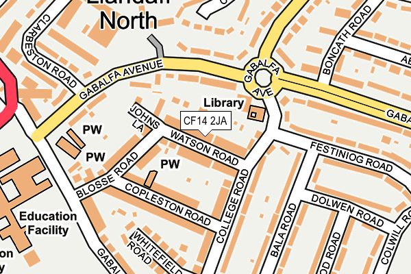 CF14 2JA map - OS OpenMap – Local (Ordnance Survey)