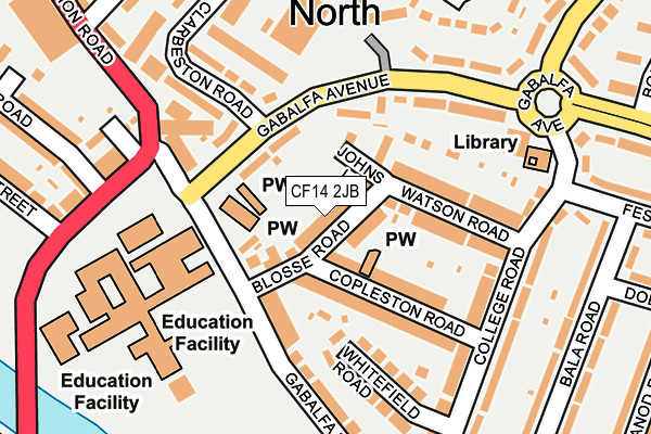 CF14 2JB map - OS OpenMap – Local (Ordnance Survey)