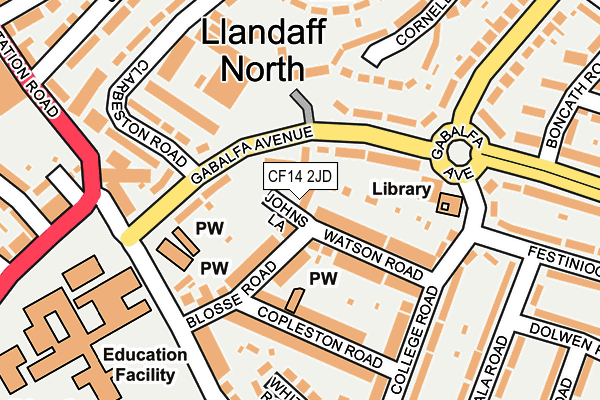 CF14 2JD map - OS OpenMap – Local (Ordnance Survey)