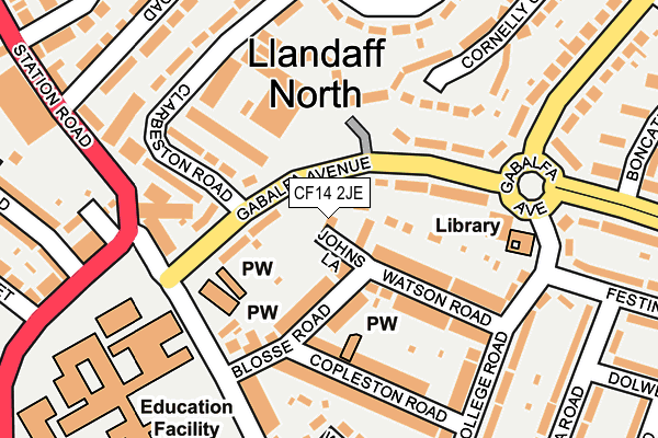 CF14 2JE map - OS OpenMap – Local (Ordnance Survey)