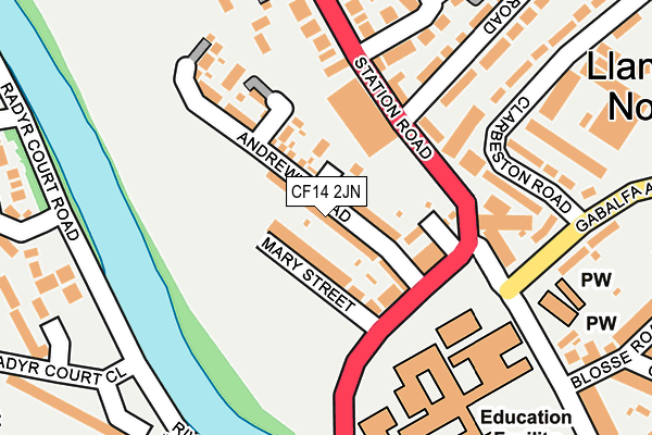 CF14 2JN map - OS OpenMap – Local (Ordnance Survey)