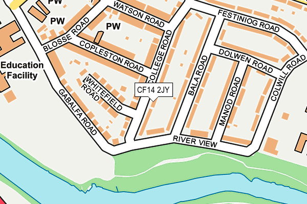 CF14 2JY map - OS OpenMap – Local (Ordnance Survey)