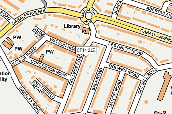 CF14 2JZ map - OS OpenMap – Local (Ordnance Survey)