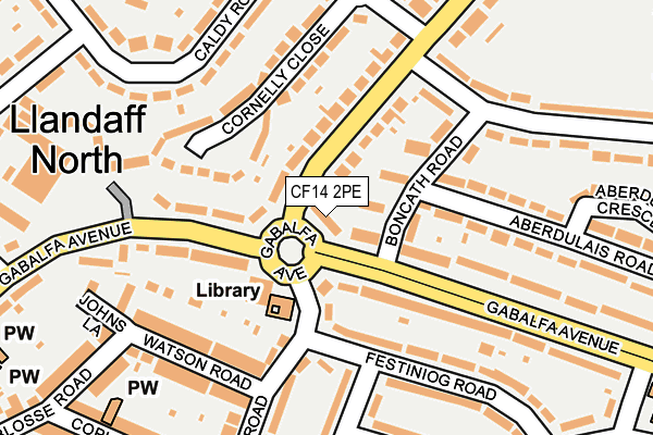 CF14 2PE map - OS OpenMap – Local (Ordnance Survey)