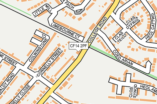 CF14 2PF map - OS OpenMap – Local (Ordnance Survey)