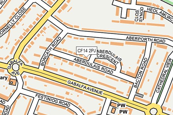 CF14 2PJ map - OS OpenMap – Local (Ordnance Survey)
