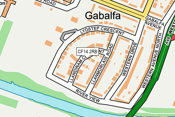 CF14 2RB map - OS OpenMap – Local (Ordnance Survey)