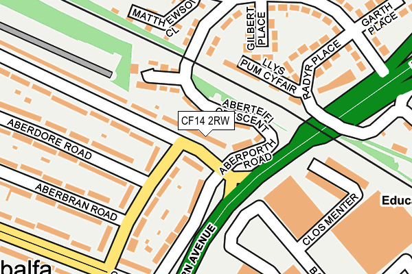 CF14 2RW map - OS OpenMap – Local (Ordnance Survey)