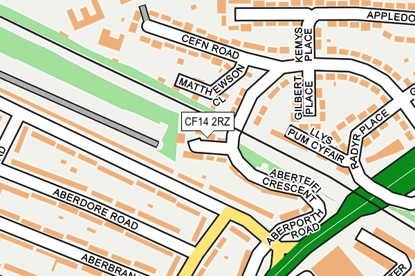 CF14 2RZ map - OS OpenMap – Local (Ordnance Survey)