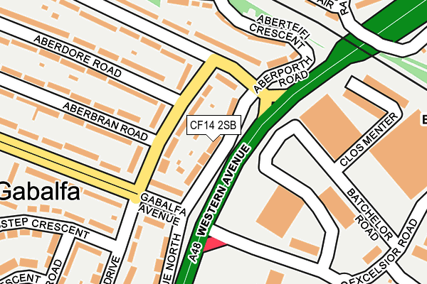 CF14 2SB map - OS OpenMap – Local (Ordnance Survey)