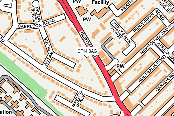 CF14 3AG map - OS OpenMap – Local (Ordnance Survey)