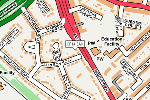 CF14 3AH map - OS OpenMap – Local (Ordnance Survey)