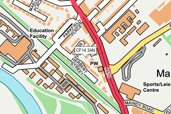 CF14 3AN map - OS OpenMap – Local (Ordnance Survey)