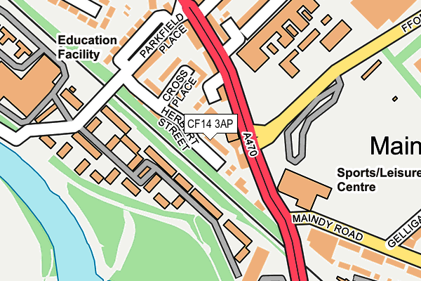 CF14 3AP map - OS OpenMap – Local (Ordnance Survey)