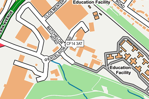 CF14 3AT map - OS OpenMap – Local (Ordnance Survey)