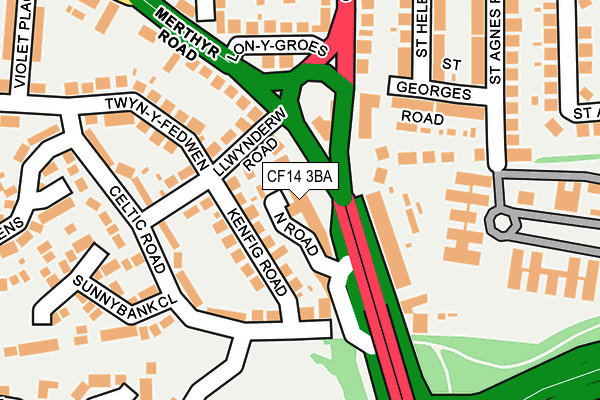 CF14 3BA map - OS OpenMap – Local (Ordnance Survey)