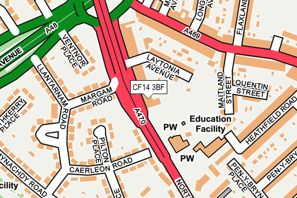 CF14 3BF map - OS OpenMap – Local (Ordnance Survey)