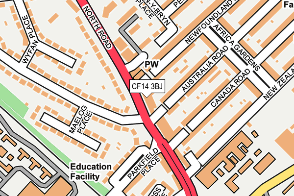 CF14 3BJ map - OS OpenMap – Local (Ordnance Survey)