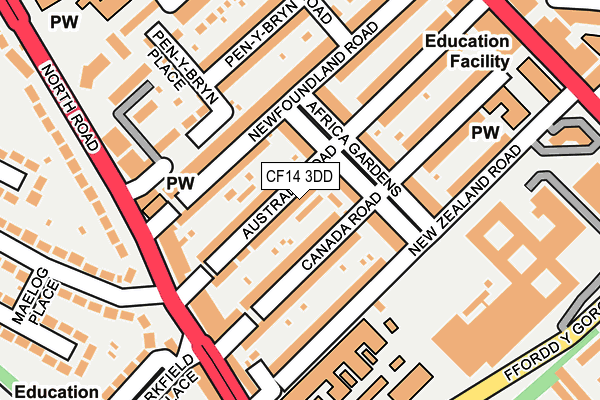 CF14 3DD map - OS OpenMap – Local (Ordnance Survey)