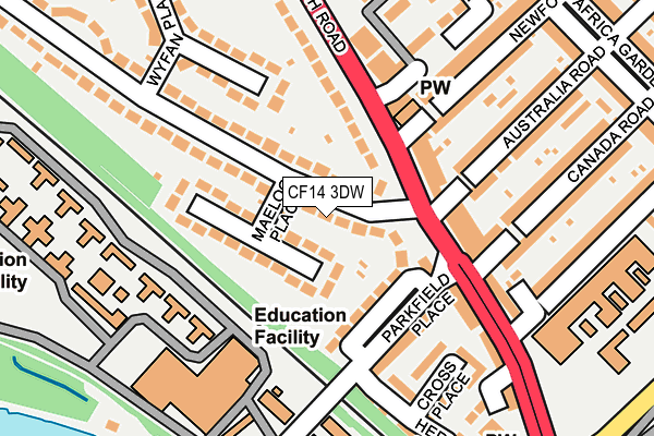 CF14 3DW map - OS OpenMap – Local (Ordnance Survey)