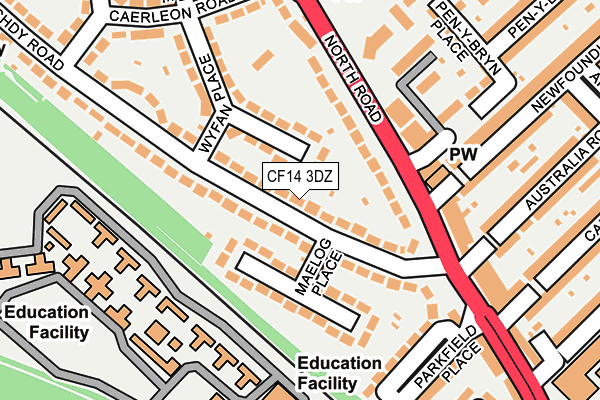 CF14 3DZ map - OS OpenMap – Local (Ordnance Survey)