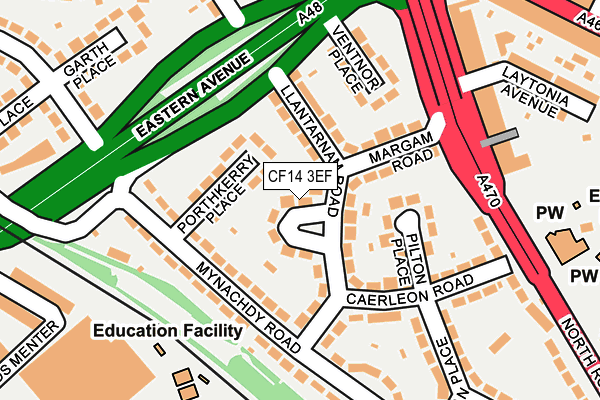 CF14 3EF map - OS OpenMap – Local (Ordnance Survey)