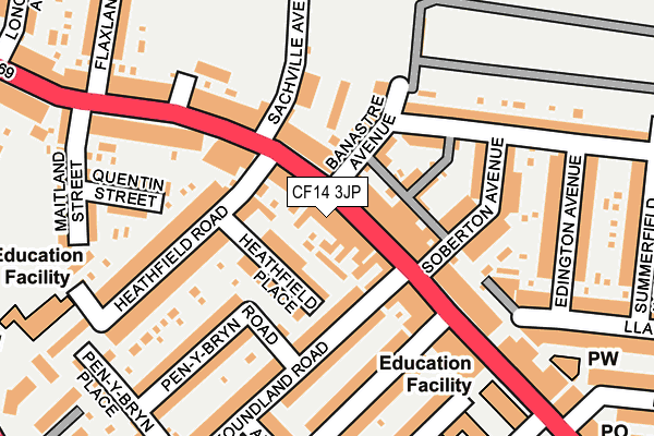 CF14 3JP map - OS OpenMap – Local (Ordnance Survey)