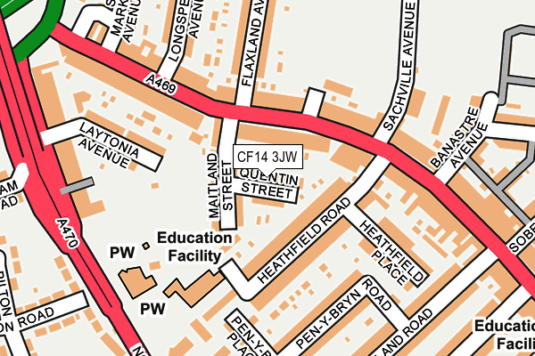 CF14 3JW map - OS OpenMap – Local (Ordnance Survey)