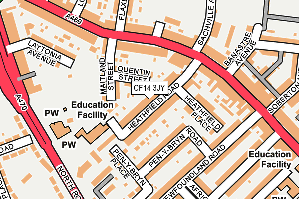 CF14 3JY map - OS OpenMap – Local (Ordnance Survey)