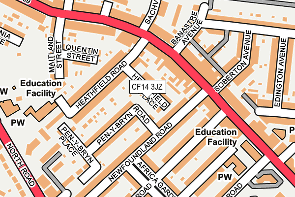 CF14 3JZ map - OS OpenMap – Local (Ordnance Survey)