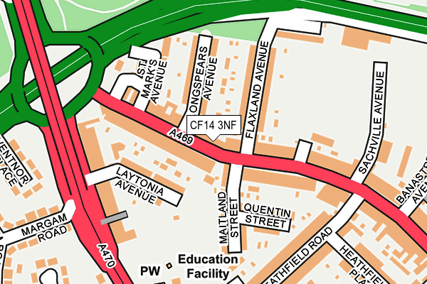 CF14 3NF map - OS OpenMap – Local (Ordnance Survey)