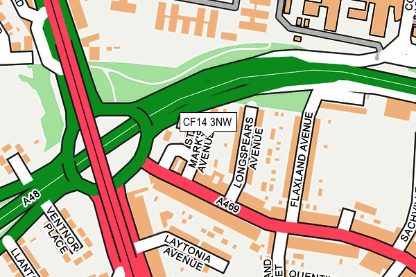 CF14 3NW map - OS OpenMap – Local (Ordnance Survey)