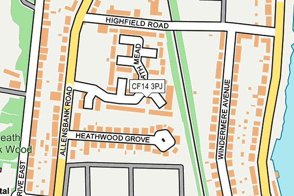 CF14 3PJ map - OS OpenMap – Local (Ordnance Survey)