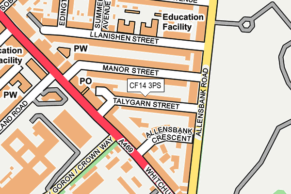 CF14 3PS map - OS OpenMap – Local (Ordnance Survey)