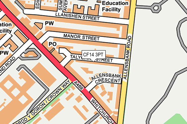 CF14 3PT map - OS OpenMap – Local (Ordnance Survey)