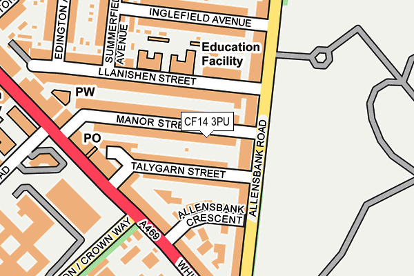 CF14 3PU map - OS OpenMap – Local (Ordnance Survey)