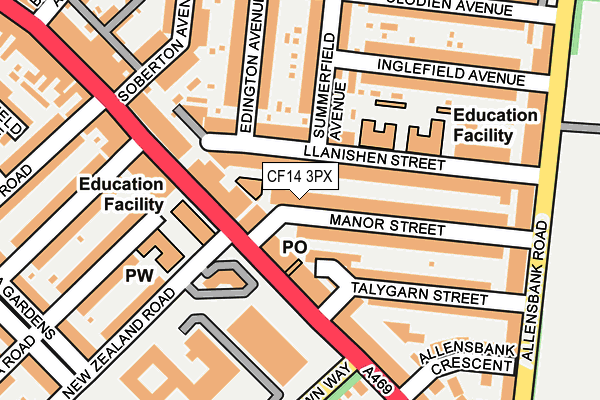 CF14 3PX map - OS OpenMap – Local (Ordnance Survey)