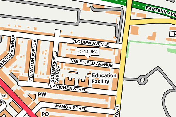 CF14 3PZ map - OS OpenMap – Local (Ordnance Survey)