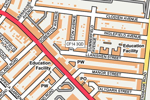 CF14 3QD map - OS OpenMap – Local (Ordnance Survey)